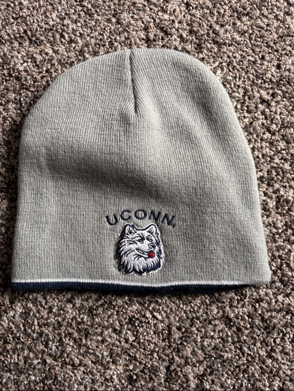 Colosseum UConn Grey Knit Beanie with Husky Logo